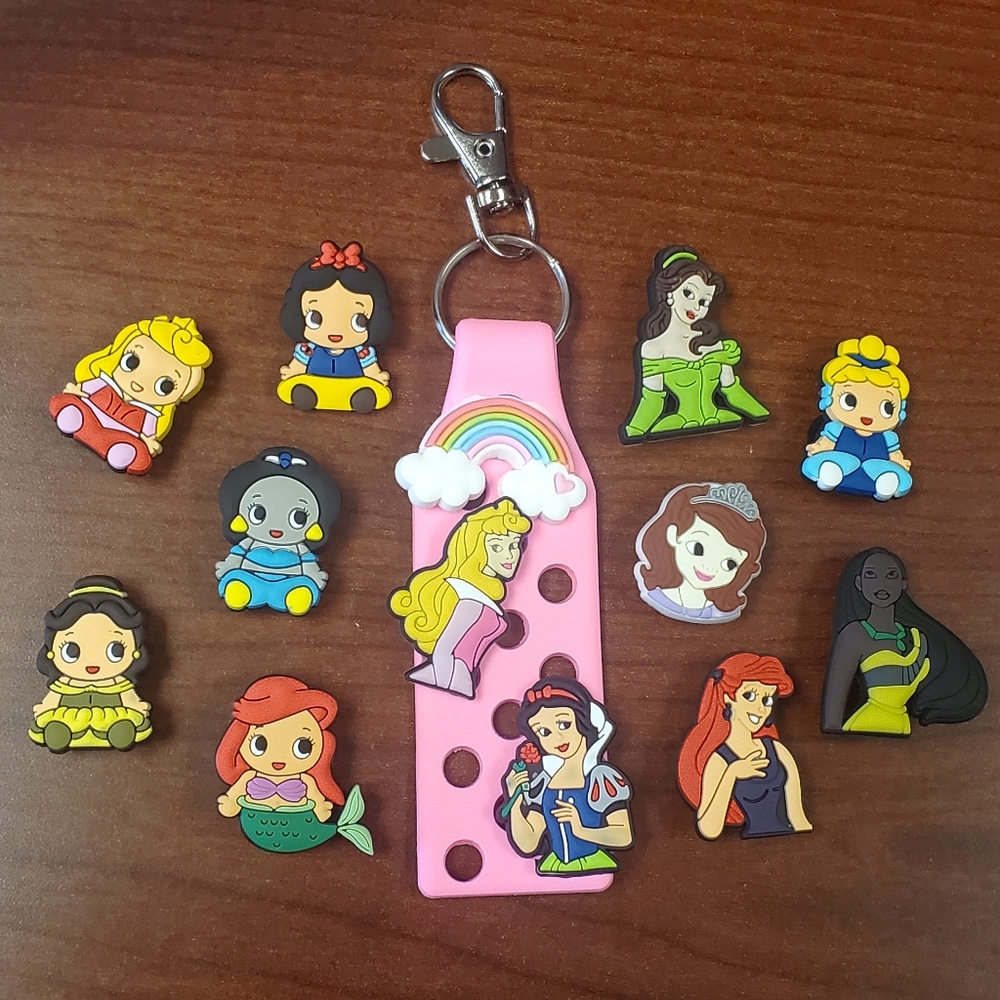 Princess Shoe Charms for Crocs plus Keychain